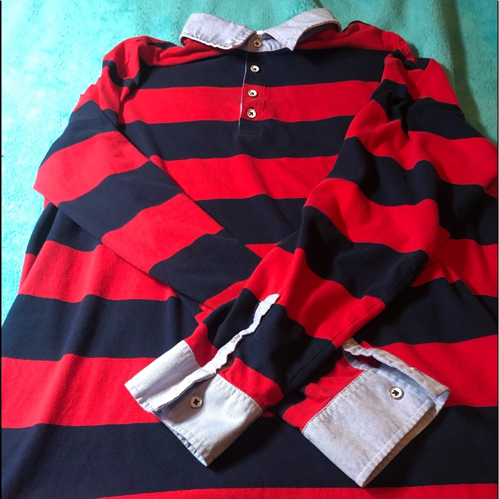 Italian Tre Vero rugby shirt. Blue & Red stripes. XL